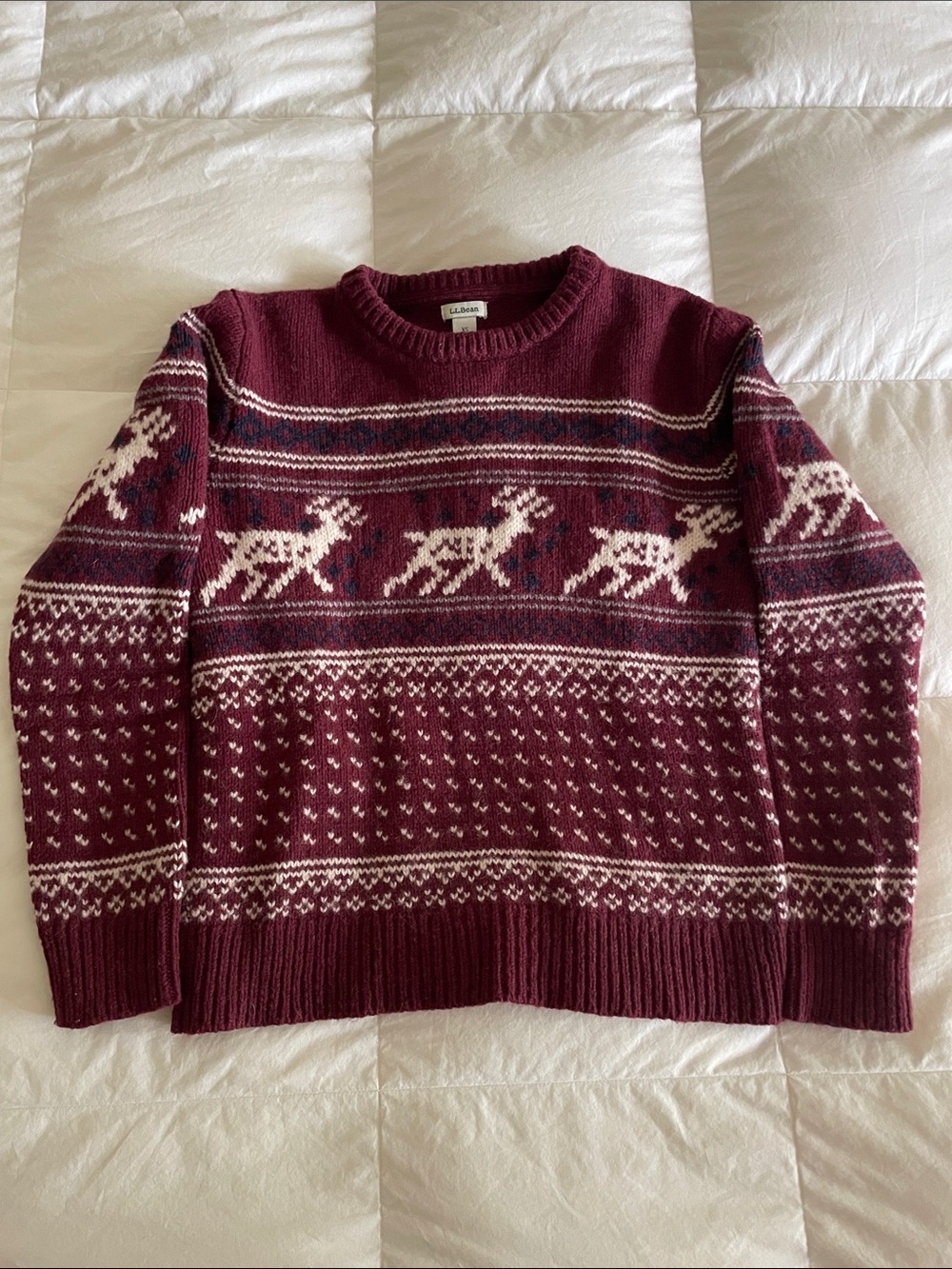 LL Bean Wool Reindeer Fair Isle sweater